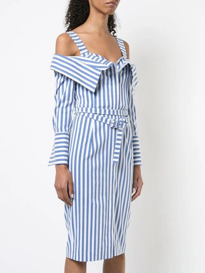 Shop Monse Flap Front Striped Dress In Blue