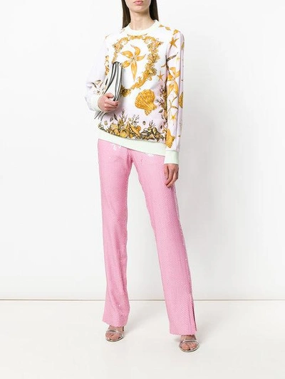 Shop Versace Sea Print Sweatshirt In Multicolour