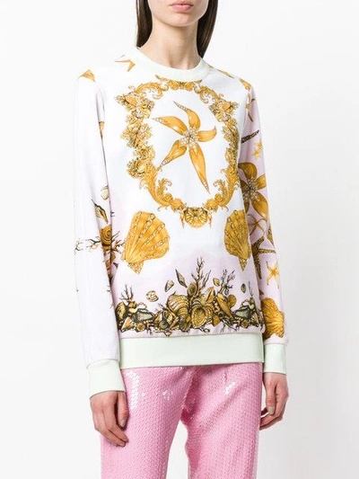 Shop Versace Sea Print Sweatshirt In Multicolour