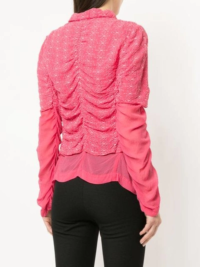 Shop Comme Des Garçons Vintage Embroidered Sheer Jacket - Pink