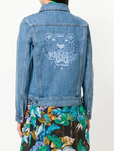 Shop Kenzo Embroidered Tiger Denim Jacket - Blue