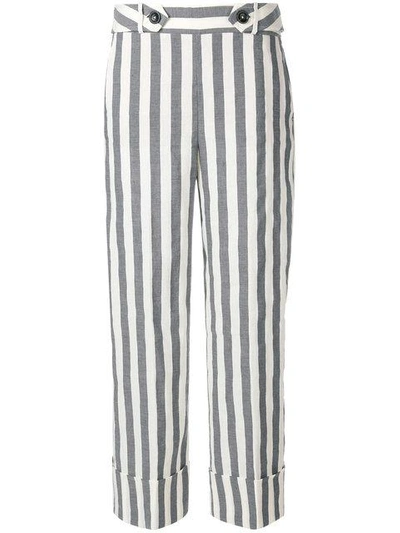 Shop Incotex Striped Cropped Trousers - Blue