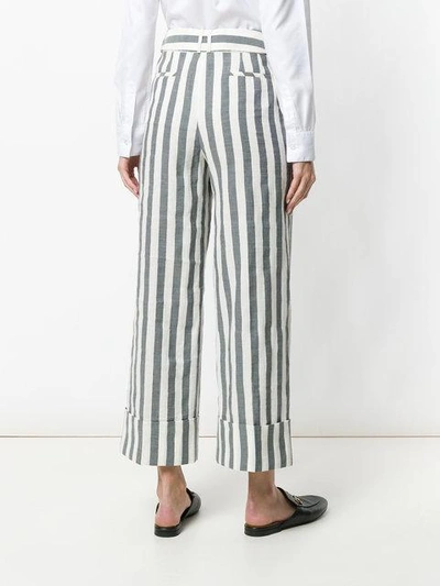 Shop Incotex Striped Cropped Trousers - Blue