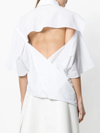 Shop Walk Of Shame Pinstripe Cut Out Shirt In White