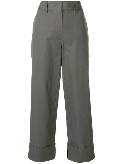 Shop Prada Turn-up Hem Trousers In Grey