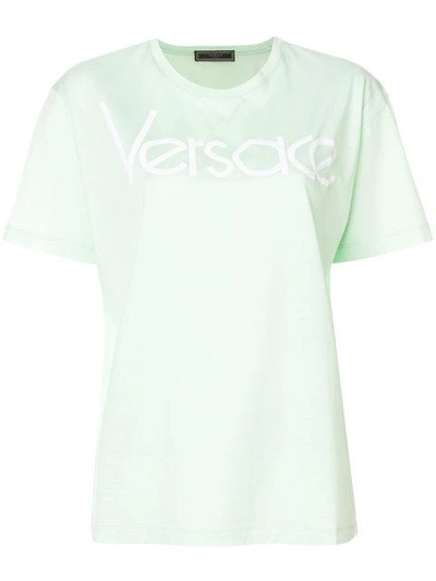 Shop Versace Logo Print T In Green