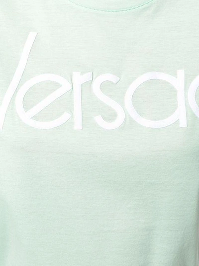 Shop Versace Logo Print T In Green