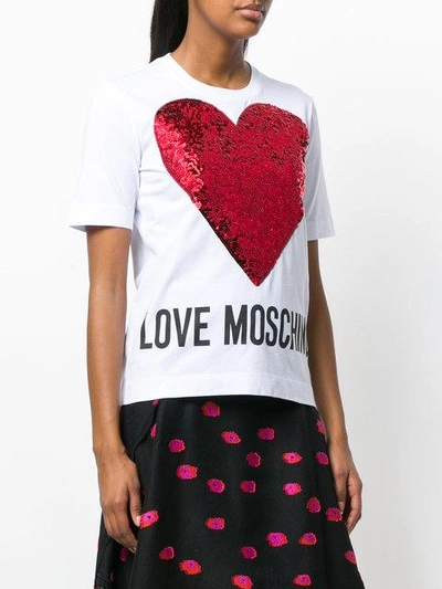Shop Love Moschino Sequin Heart Patch T-shirt