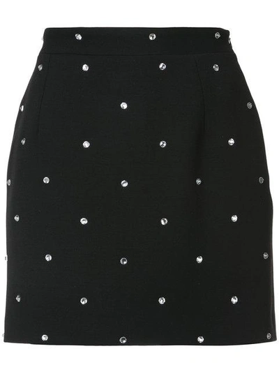 Shop Alessandra Rich Crystal Embellished Mini Skirt In Black