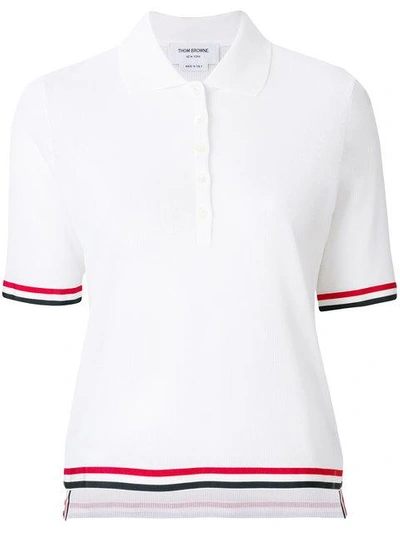 Shop Thom Browne Knitted Polo In White