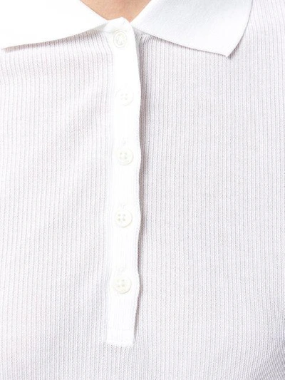 Shop Thom Browne Knitted Polo In White