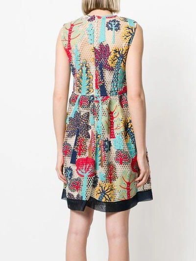 Shop Red Valentino Open Weave Embroidered Dress - Multicolour