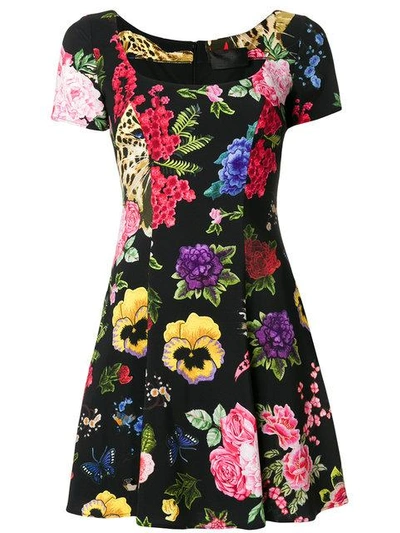 Shop Philipp Plein Floral Embroidered Dress - Black