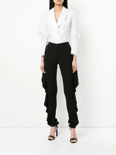 Shop Strateas Carlucci Cropped Belted Shirt - White
