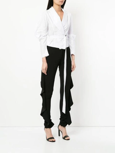 Shop Strateas Carlucci Cropped Belted Shirt - White