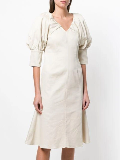 Shop Aalto Balloon Sleeves Dress In Neutrals