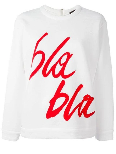 Shop Odeeh Bla Bla Print Sweatshirt - White
