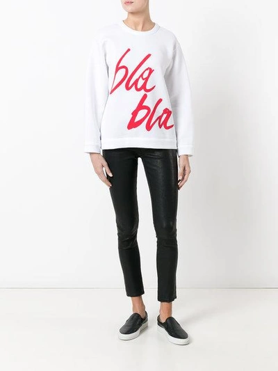 Shop Odeeh Bla Bla Print Sweatshirt - White