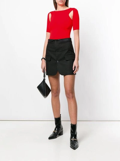 Shop Helmut Lang Cutout Sleeve Top In Red