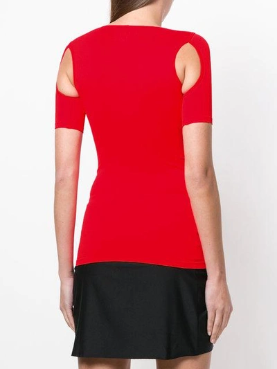 Shop Helmut Lang Cutout Sleeve Top In Red