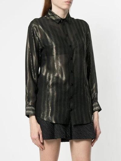 Shop Saint Laurent Stripe Sheer Long-sleeve Shirt - Black