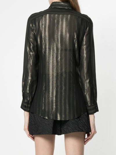 Shop Saint Laurent Stripe Sheer Long-sleeve Shirt - Black