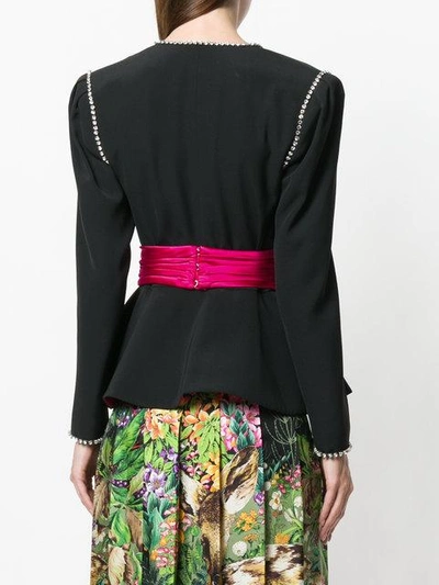 Shop Gucci Crystal Bow Embellished Jacket - Black