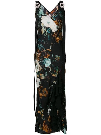 Shop Antonio Marras Floral Printed Long Dress - Multicolour