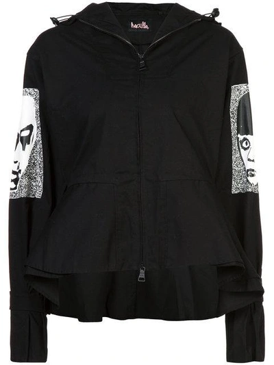 Haculla They're Here Peplum-waist Bomber Jacket In Black
