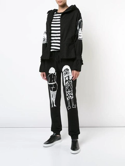 Haculla They're Here Peplum-waist Bomber Jacket In Black