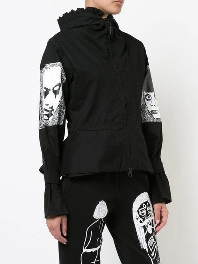 Haculla They're Here Peplum-waist Bomber Jacket In Black