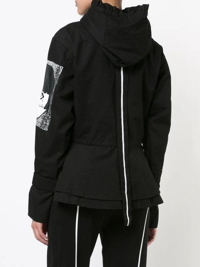 Haculla They're Here Peplum-waist Bomber Jacket In Black