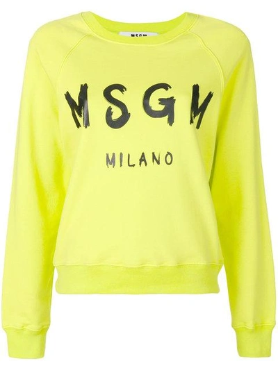 Shop Msgm Branded Sweatshirt In Yellow