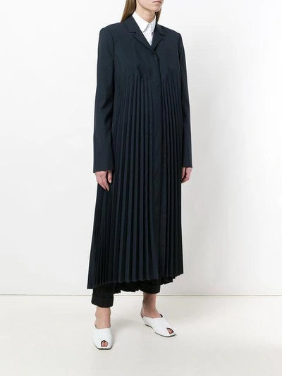 Shop Jil Sander Pleated Duster Coat In Blue