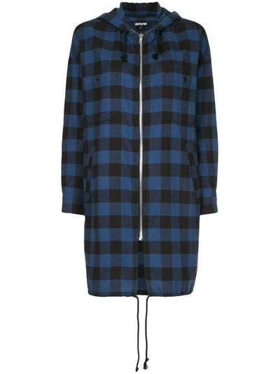 Shop Adaptation Checked Long Hoodie - Blue