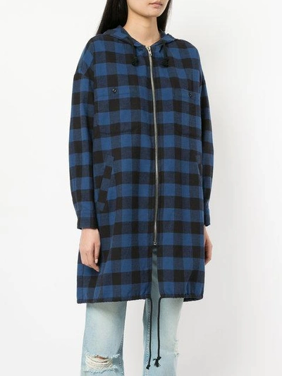 Shop Adaptation Checked Long Hoodie - Blue