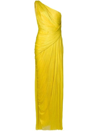 Shop Maria Lucia Hohan One Shoulder Ruched Dress - Yellow & Orange