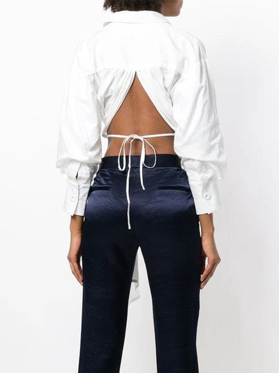 Shop Jacquemus Cropped Draped Shirt - White