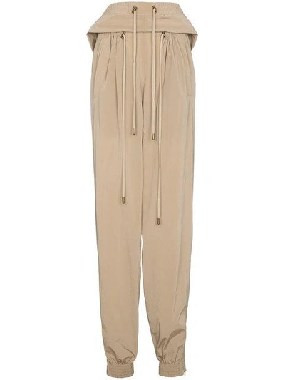 Shop Y/project Y / Project Cropped Track Pants With Double Drawstring - Neutrals