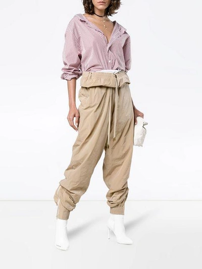 Shop Y/project Y / Project Cropped Track Pants With Double Drawstring - Neutrals