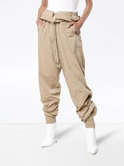 Shop Y/project Y / Project Cropped Track Pants With Double Drawstring - Neutrals