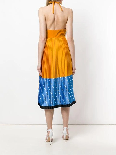 Shop Victoria Victoria Beckham Pleated Tiered Colour Block Dress In Orange