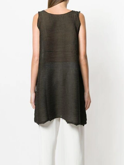 Shop Issey Miyake Boxy Sheer Vest Top In Green