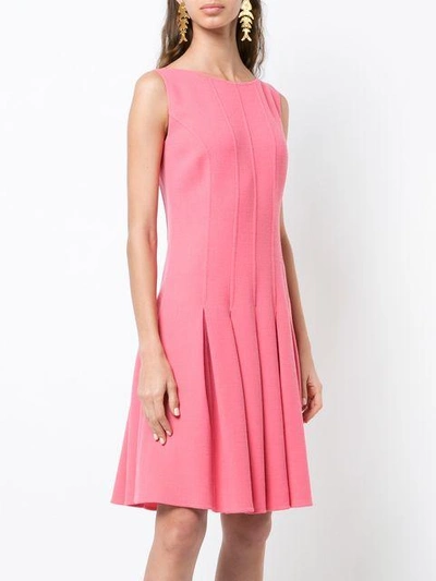 Shop Oscar De La Renta Panelled Pleated Dress - Pink