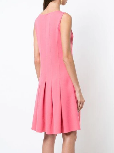 Shop Oscar De La Renta Panelled Pleated Dress - Pink
