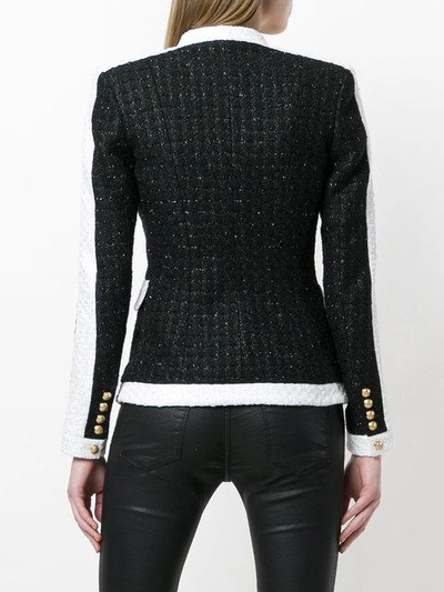 Shop Balmain Double Breasted Fitted Jacket In Black