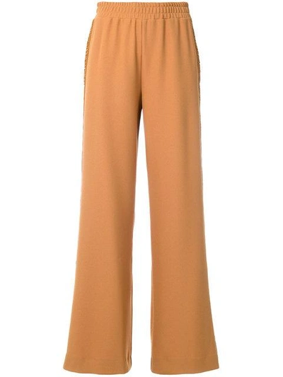 Shop See By Chloé Laddered Trim Wide Leg Trousers - Brown