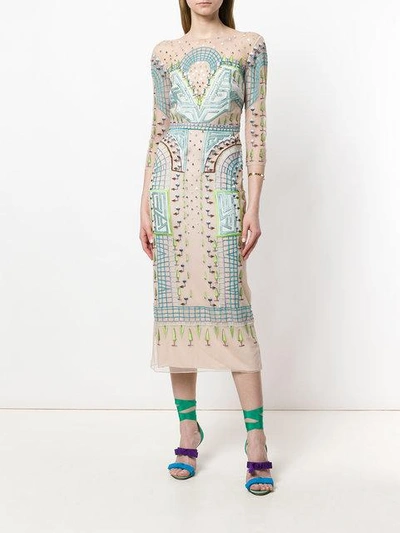 Shop Temperley London Maze Midi Dress - Multicolour