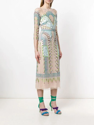 Shop Temperley London Maze Midi Dress - Multicolour