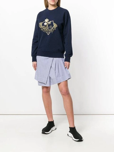 Shop Maison Kitsuné Logo Patch Sweatshirt - Blue